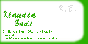 klaudia bodi business card